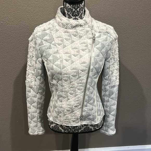 Iro Jackets & Blazers - IRO Quilted Moto Jacket Otavia White/Gray Cotton-Blend SZ 36